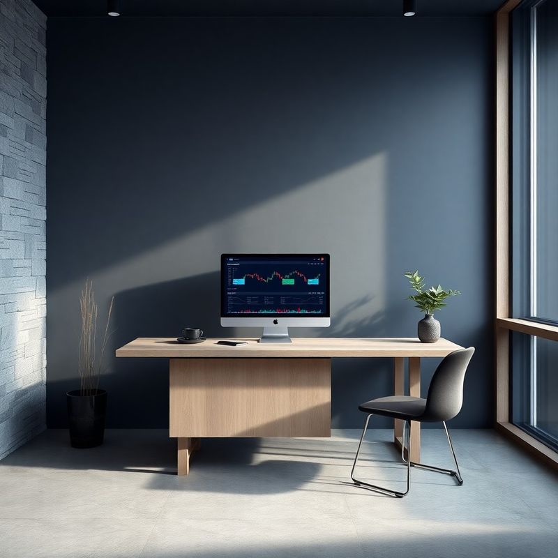 Mirna pisarna Skupine Kovačič s pogledom na monitor z trading vmesnikom